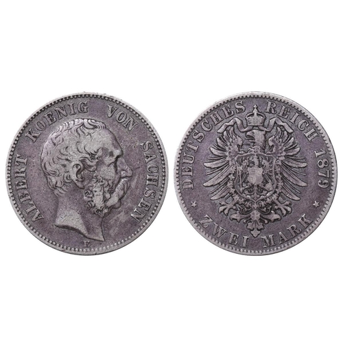 482 - Kingdom of Saxony (German States), King Albert I (1873-1902), 2 marks, 1879 year, Silver, 11,111 gr,... 