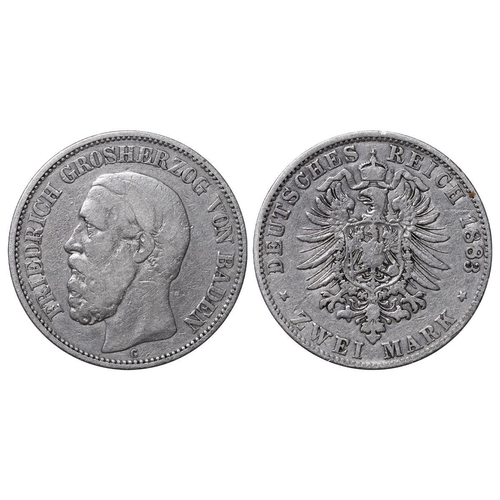 483 - Grand Duchy of Baden (German States), Ruling authority Frederick I (1856-1907), 2 marks, 1883 year, ... 