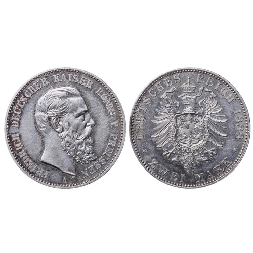 484 - Kingdom of Prussia (German States), King Frederick III (1888), 2 marks, 1888 year, Silver, 11,111 gr... 