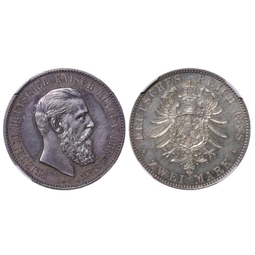 485 - Kingdom of Prussia (German States), King Frederick III (1888), 2 marks, 1888 year, Silver, 11,111 gr... 