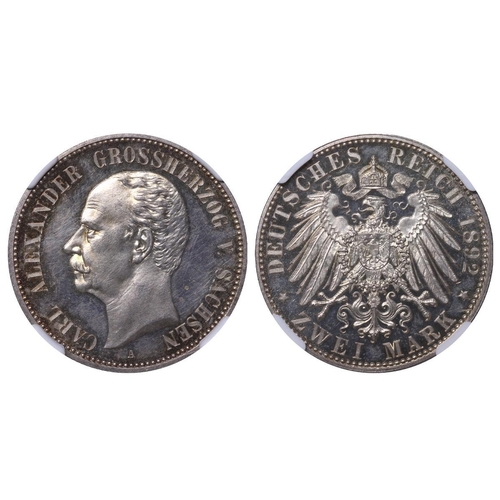 487 - Grand Duchy of Saxe-Weimar-Eisenach (German States), Grand duke Charles Alexander (1853-1901), 2 mar... 