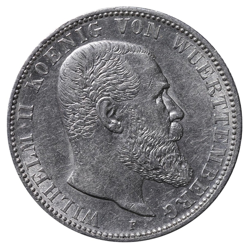 488 - Kingdom of Wurttemberg (German States), King William II (1891-1918), 2 marks, 1893 year, Silver, 11,... 