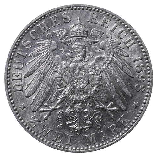 488 - Kingdom of Wurttemberg (German States), King William II (1891-1918), 2 marks, 1893 year, Silver, 11,... 