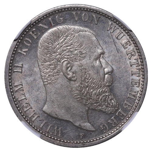 489 - Kingdom of Wurttemberg (German States), King William II (1891-1918), 2 marks, 1896 year, Silver, 11,... 