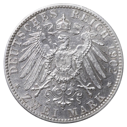 491 - Duchy of Saxe-Meiningen (German States), Duke George II (1866-1914), 2 marks, Silver, 11,111 gr, KM#... 