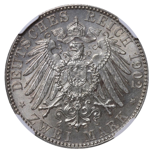 492 - Kingdom of Saxony (German States), King Albert I (1873-1902), 2 marks, 1902 year, Silver, 11,111 gr,... 