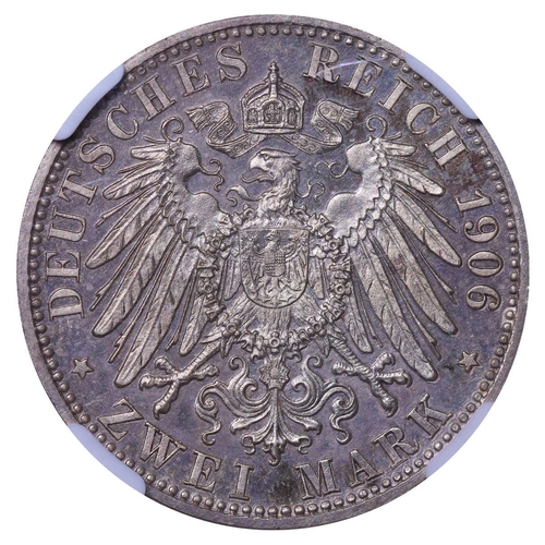 497 - Kingdom of Wurttemberg, King William II (1891-1918), 2 marks, 1906 year, Silver, 11,111 gr, KM#631, ... 