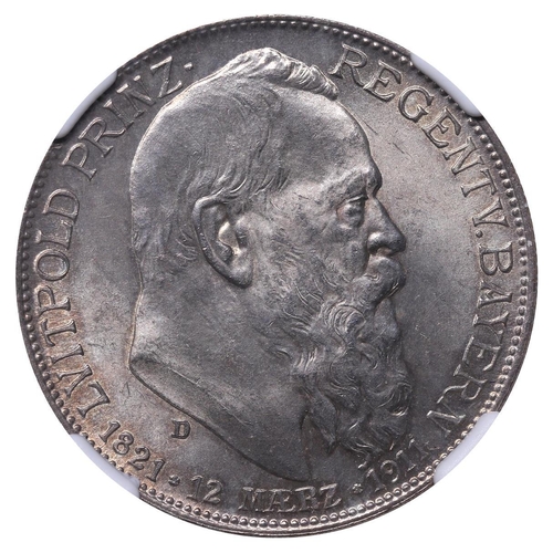 498 - Kingdom of Bavaria (German States), Regent Luitpold (1886-1912), 2 marks, 1911 year, Silver, 11,111 ... 