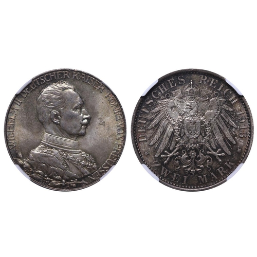 500 - Kingdom of Prussia (German States), King William II (1888-1918), 2 marks, 1913 year, Silver, 11,111 ... 