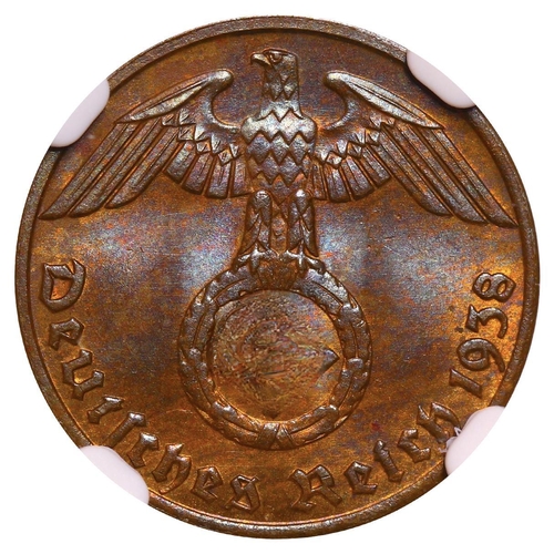 503 - Germany (1871-1948), Third Reich (1933-1945), 1 reichspfennig, 1938 year, Bronze, 2,01 gr, KM#89, In... 