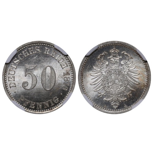 504 - Germany (1871-1948), Emperor Wilhelm I (1871-1888), 50 pfennigs, 1876 year, Silver, 2,777 gr, KM#6, ... 