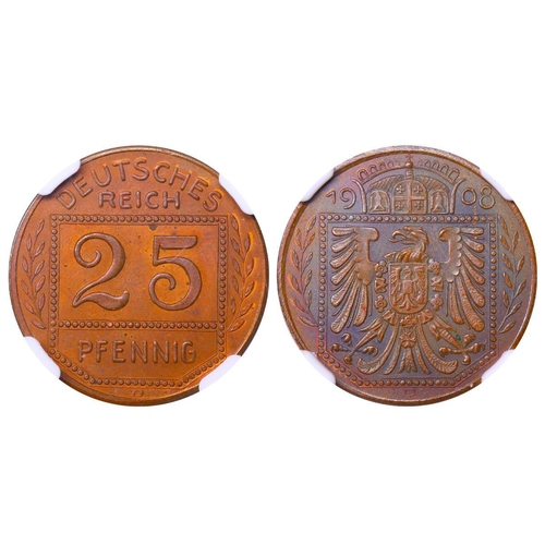 506 - Germany (1871-1948), Emperor William II (1888-1918), 25 pfennigs, 1908 year, Copper, 4,26 gr, Schaaf... 