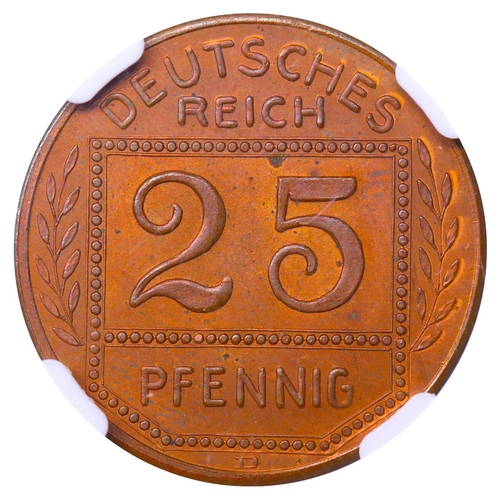 506 - Germany (1871-1948), Emperor William II (1888-1918), 25 pfennigs, 1908 year, Copper, 4,26 gr, Schaaf... 