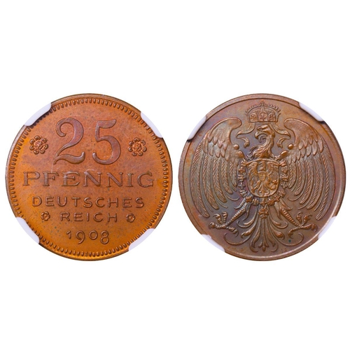 507 - Germany (1871-1948), Emperor William II (1888-1918), 25 pfennigs, 1908 year, Copper, 4,525 gr, In PF... 