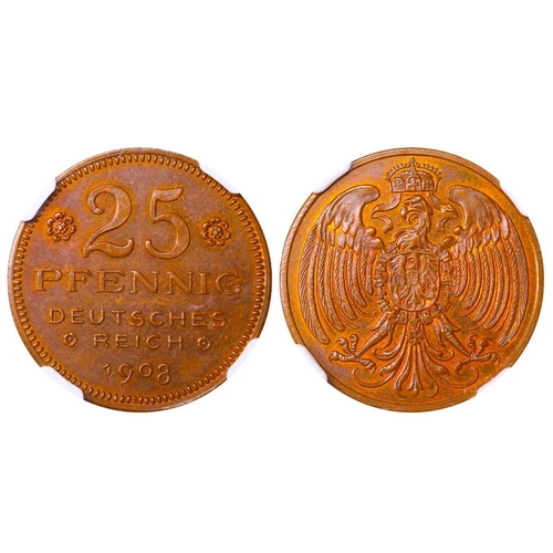 508 - Germany (1871-1948), Emperor William II (1888-1918), 25 pfennigs, 1908 year, Copper, 4,525 gr, In PF... 