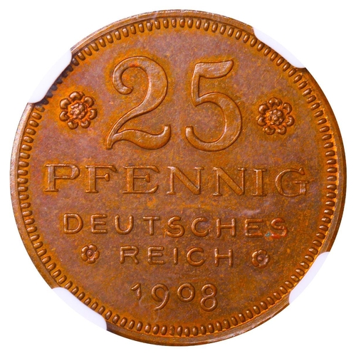 508 - Germany (1871-1948), Emperor William II (1888-1918), 25 pfennigs, 1908 year, Copper, 4,525 gr, In PF... 