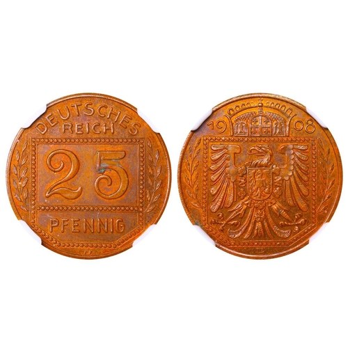 509 - Germany (1871-1948), Emperor William II (1888-1918), 25 pfennigs, 1908 year, Copper, 4,26 gr, Schaaf... 