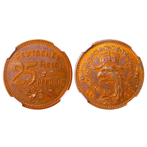 511 - Germany (1871-1948), Emperor William II (1888-1918), 25 pfennigs, 1908 year, Copper, 4,39 gr, In PF ... 