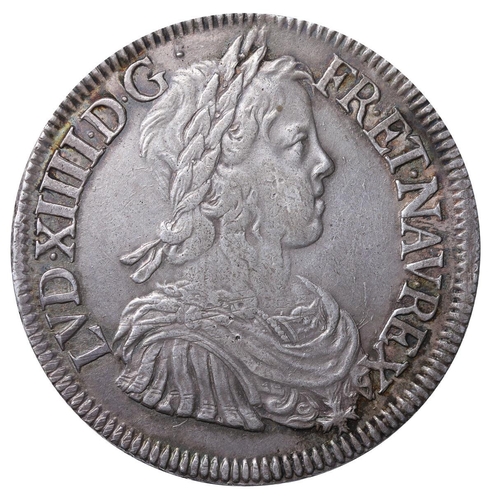 516 - France, King Louis XIV (1643-1715), 1 ecu, 1647 year, Silver, 27,2 gr, Dy royales# 1469, Obverse: LV... 