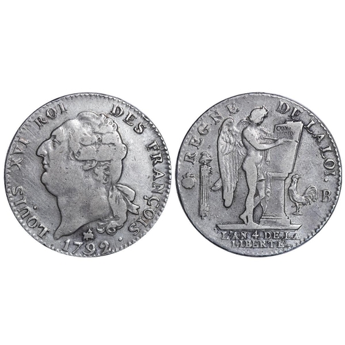 522 - France, King Louis XVI (1774-1792), Constitutional Monarchy (1791-1792), 1 ecu, 1792 year, Silver, 2... 