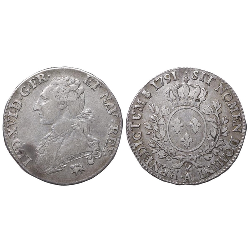 524 - France, King Louis XVI (1774-1792), ½ ecu, 1791 year, Silver, 14,744 gr, Dy royales# 1709, Obverse: ... 