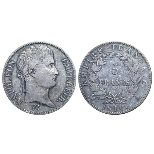 527 - France, Emperor Napoleon I (1804-1815), 5 francs, 1811 year, Silver, 25 gr, F#307, Obverse: NAPOLEON... 