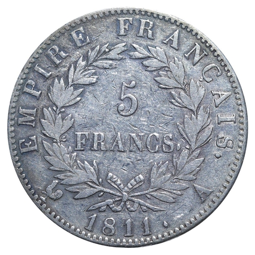 527 - France, Emperor Napoleon I (1804-1815), 5 francs, 1811 year, Silver, 25 gr, F#307, Obverse: NAPOLEON... 