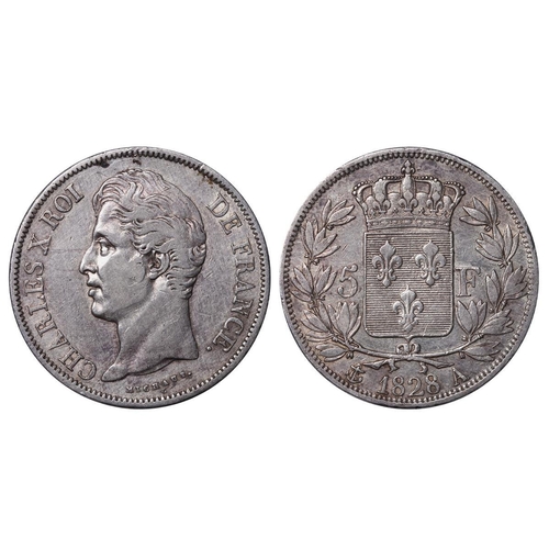 528 - France, King Charles X (1824-1830), 5 francs, 1828 year, Silver, 25 gr, F#311