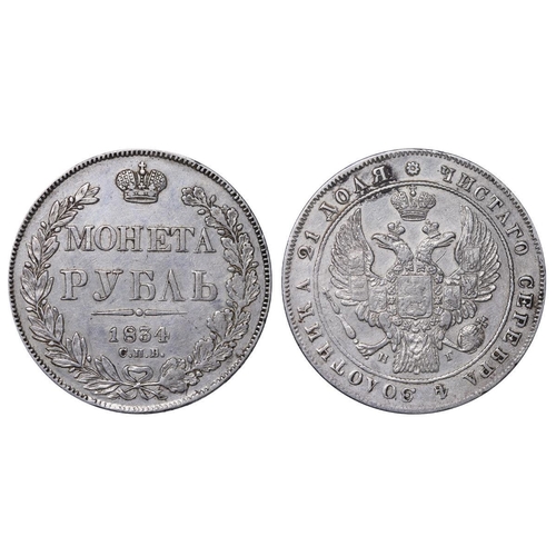 53 - Russian Empire, Emperor Nicholas I (1825-1855), 1 rouble, 1834 year, Silver, 20,73 gr, C#168.1, bitk... 