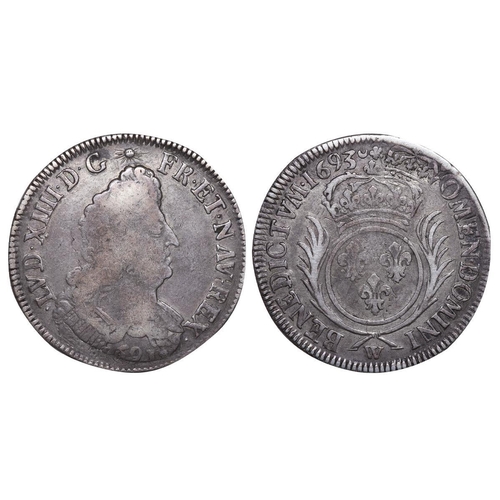 534 - France, King Louis XIV (1643-1715), 1/2 Ecu (demi-Ecu) Aux Palmes, 1693 year, Silver, 13,725 gr, GAD... 