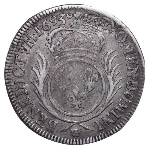 534 - France, King Louis XIV (1643-1715), 1/2 Ecu (demi-Ecu) Aux Palmes, 1693 year, Silver, 13,725 gr, GAD... 