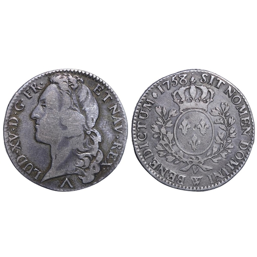 540 - France, King Louis XV (1715-1774), ½ ecu, 1758 year, Silver, 14,744 gr, Dy royales#?1681, Obverse:  ... 