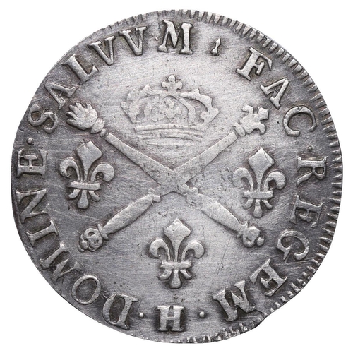 541 - France, King Louis XIV (1643-1715), 20 Sols Aux Insignes, 1707 year, Silver, 6,118 gr, Gad#164