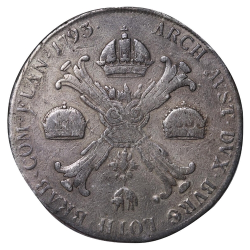 557 - Austrian Nederlands (Belgium), Emperor Francis II (1792-1795), 1/4 Kronenthaler,1793 year, Silver,