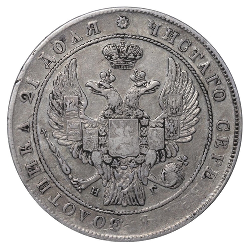 56 - Russian Empire, Emperor Nicholas I (1825-1855), 1 rouble, 1837 year, Silver, 20,73 gr, C#168.1, bitk... 