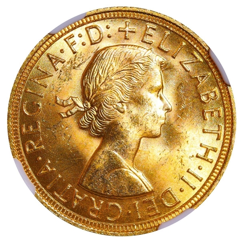 573 - United Kingdom, Queen Elizabeth II (1952-2022), 1 sovereign, 1958 year, Gold, 7,99 gr, KM#908, In MS... 