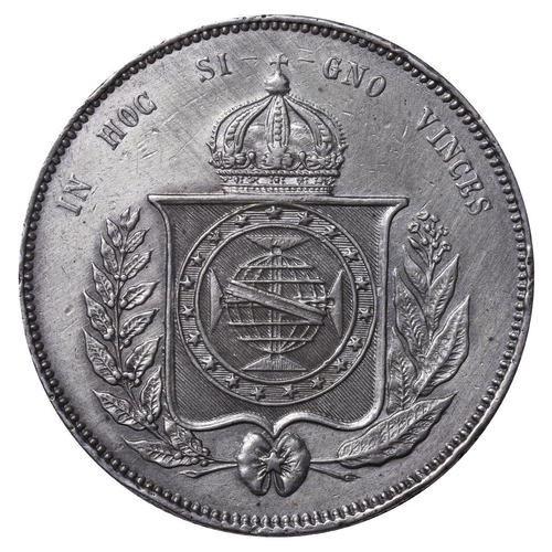 585 - Brazil, Emperor Peter II the Magnanimous (1831-1889), 2000 reis, 1865 year, Silver, 25,5 gr, KM#466