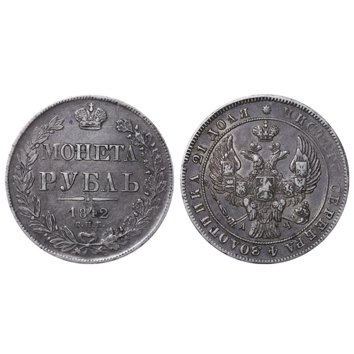 59 - Russian Empire, Emperor Nicholas I (1825-1855), 1 rouble, 1842 year, Silver, 20,73 gr, C#168.1, bitk... 