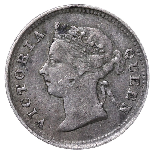 597 - Hong Kong (China), Queen Victoria (1842-1901), 5 cents, 1884 year, Silver, 1,3577 gr, KM#5