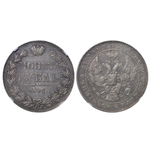 60 - Russian Empire, Emperor Nicholas I (1825-1855), 1 rouble, 1842 year, Silver, 20,73 gr, C#168.2, bitk... 