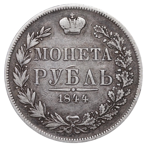 61 - Russian Empire, Emperor Nicholas I (1825-1855), 1 rouble, 1844 year, Silver, 20,73 gr, C#168.2, bitk... 