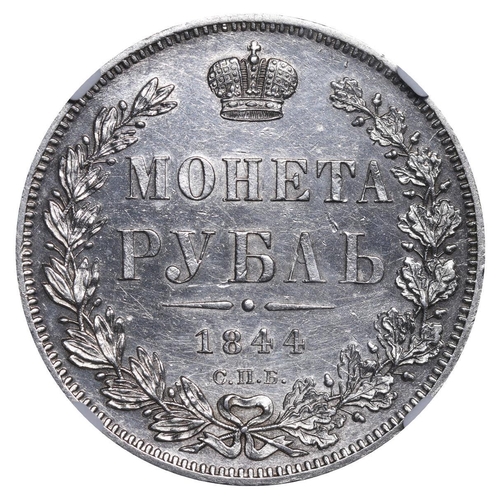 62 - Russian Empire, Emperor Nicholas I (1825-1855), 1 rouble, 1844 year, Silver, 20,73 gr, C#168.1, bitk... 