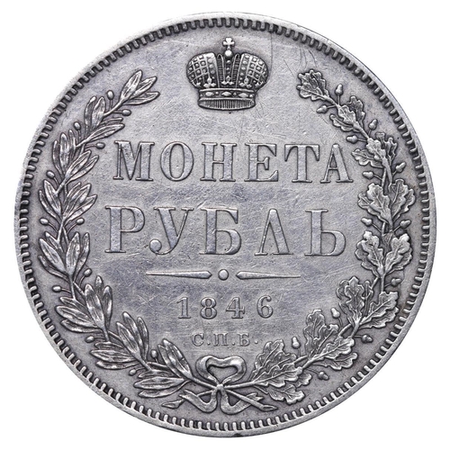 63 - Russian Empire, Emperor Nicholas I (1825-1855), 1 Rouble, 1846 year, Silver, 20,73 gr, C#168.1, bitk... 