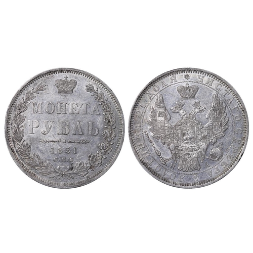 67 - Russian Empire, Emperor Nicholas I (1825-1855), 1 rouble, 1851 year, Silver, 20,73 gr, C#168.1, bitk... 