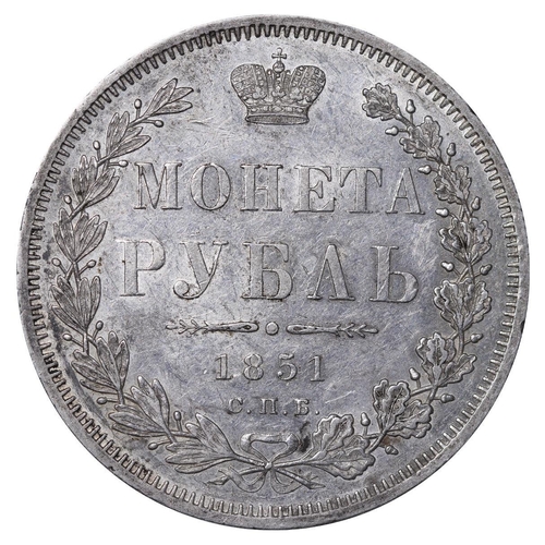 67 - Russian Empire, Emperor Nicholas I (1825-1855), 1 rouble, 1851 year, Silver, 20,73 gr, C#168.1, bitk... 