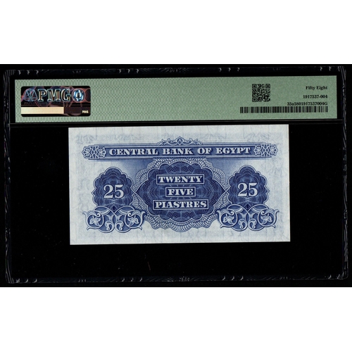 757 - Egypt, Central Bank Pick# 35a 1961-63 25 Piastres - Wmk: Arms S/N 122403 A/30 - Sign. #11 58 Choice ... 