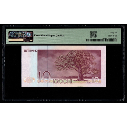 768 - Estonia, Bank of Estonia Pick# 72b 1992 (ND 1994) 10 Krooni - Printer: TDLR S/N AW793761 - Wmk: Arms... 