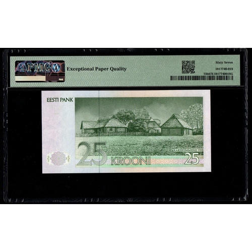 769 - Estonia, Bank of Estonia Pick# 73b 1992 (ND 1994) 25 Krooni - Printer: TDLR S/N BD000492 - Wmk: Arms... 