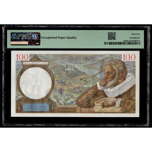 806 - France, Banque de France Pick# 94 1939-42 100 Francs S/N B.19852 028 - Wmk: Mercury & Ceres 65 Gem U... 