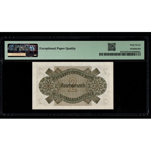 850 - Germany / Occupied Territories WWII Pick# R137a SB187a ND (1940-45) 2 Reichsmark
S/N 6410005 Block O... 